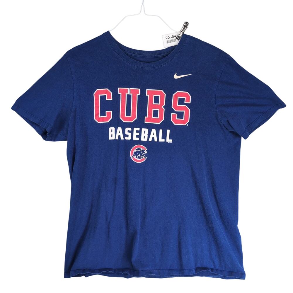 The Nike Tee Athletic Cut Chicago Cubs Baseball Men's L Graphic T-Shirt Blue MLB
